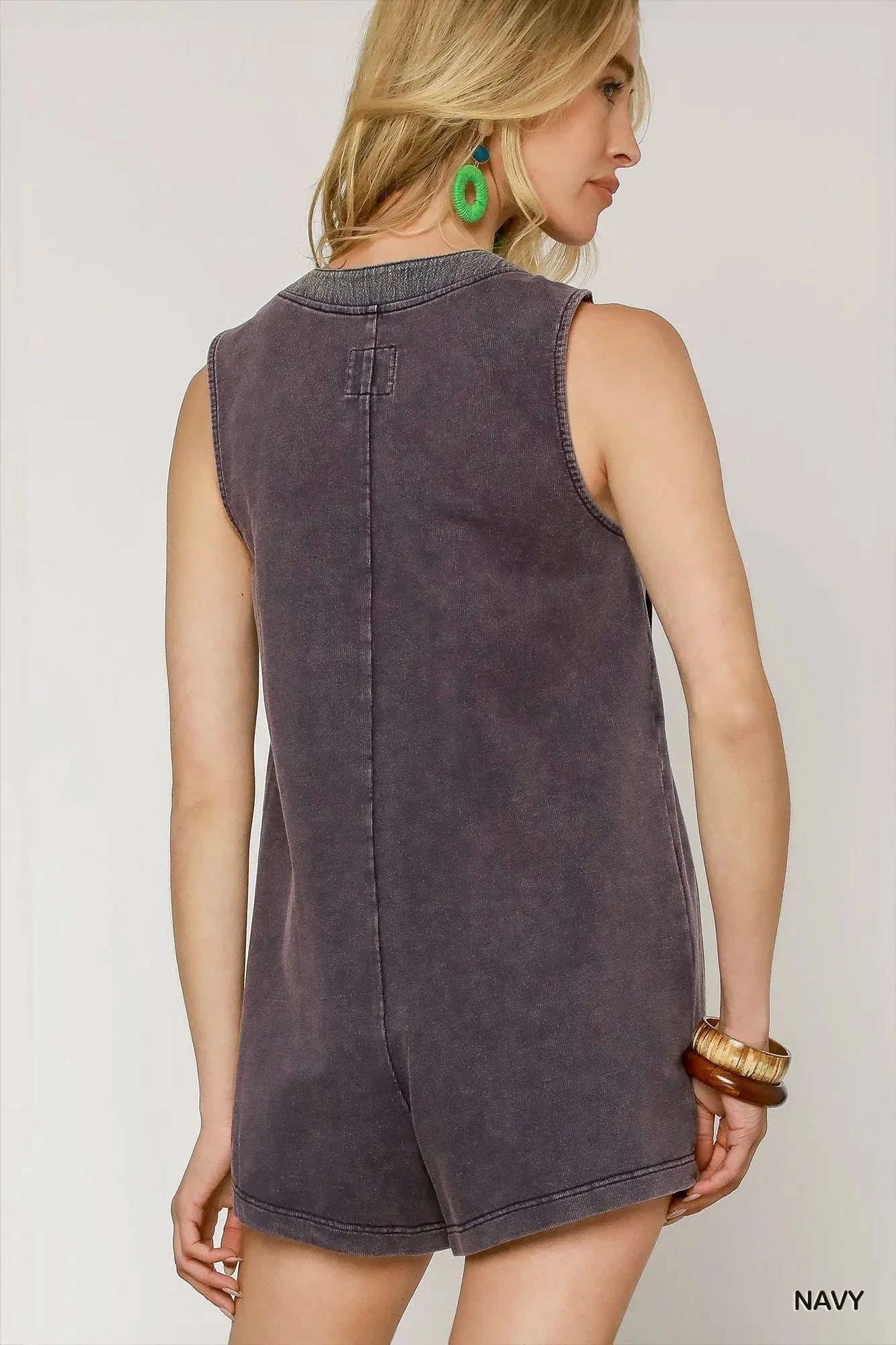 Umgee Tie Front Sleeveless Romper