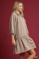 Umgee V-Neck Tiered Mini Dress