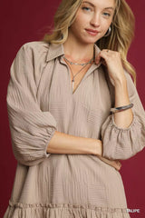 Umgee V-Neck Tiered Mini Dress