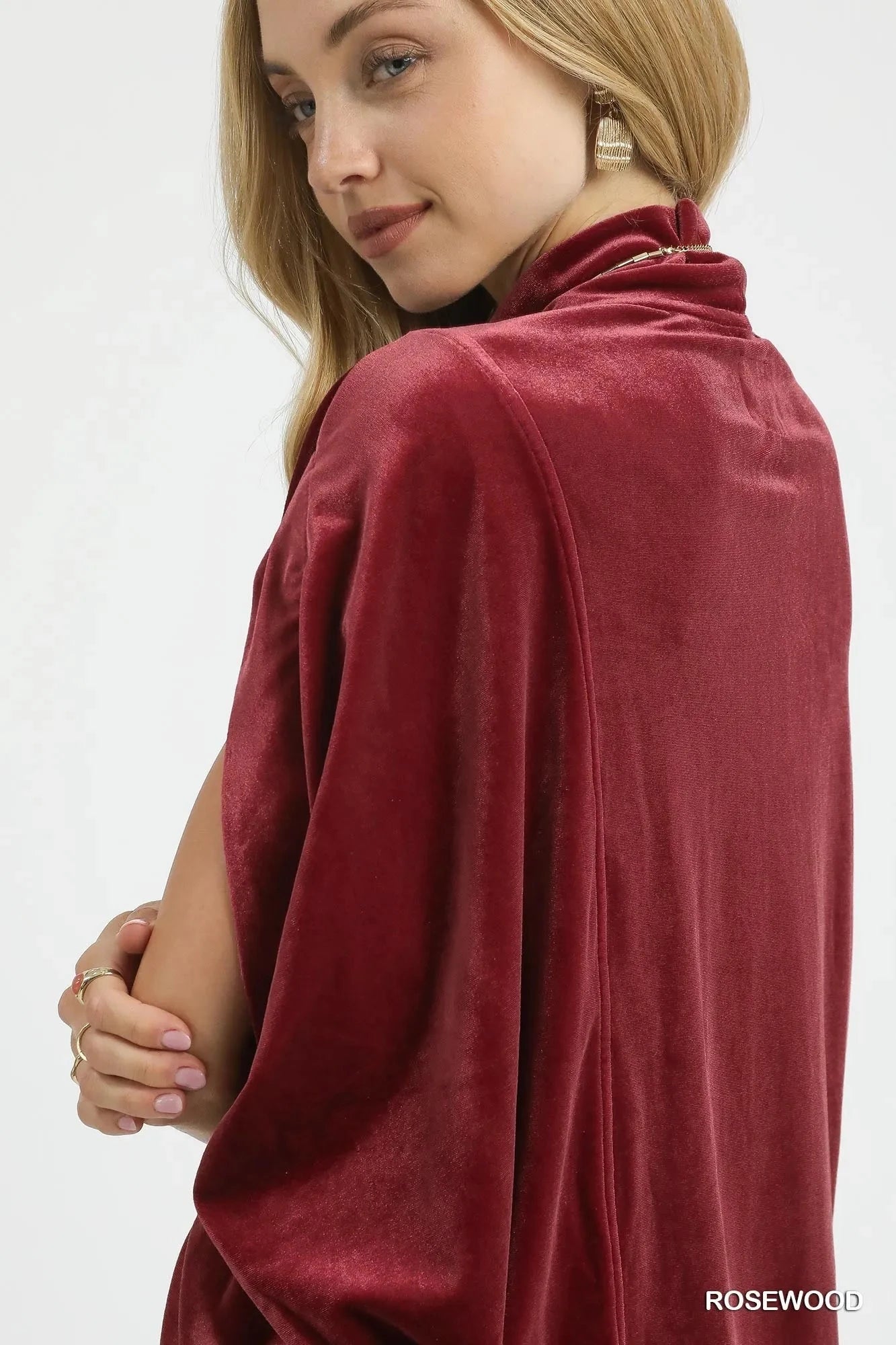 Umgee Velvet Mock Neck Sleeveless Blouse