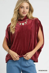Umgee Velvet Mock Neck Sleeveless Blouse