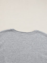 USA Lettering Patch Notched Neck T-Shirt