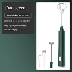 USB Rechargeable Handheld Milk Frother - 3 Speeds Electric Foam Maker for Coffee Drinks Green