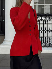 V-Neck Button-Down Knit Cardigan