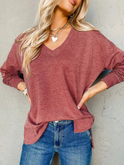 V-Neck Casual Long Sleeve T-Shirt
