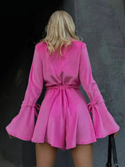 V-Neck Flounce Sleeve Romper