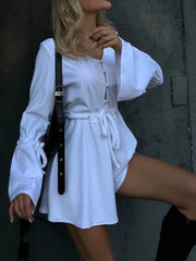 V-Neck Flounce Sleeve Romper