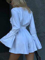 V-Neck Flounce Sleeve Romper