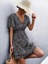 V-Neck Flutter Sleeve Mini Dress Black / S