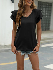 V-Neck Layered Ruffled Sleeve Blouse