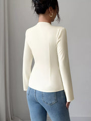 V-Neck Long Sleeve Fitted Blouse