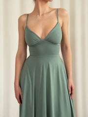 V-Neck Midi Cami Dress with Pockets