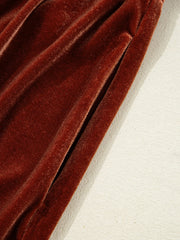 V Neck Puff Sleeve Velvet Dress