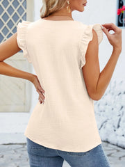 V-Neck Ruffled Sleeve Top