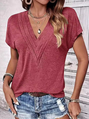 V-Neck Short Sleeve Casual Top
