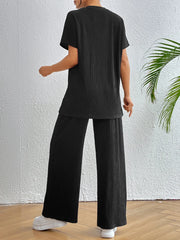 V-Neck Short Sleeve Top and Pants Set