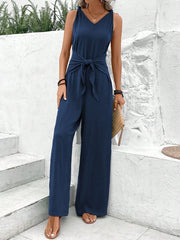 V-Neck Sleeveless Jumpsuit