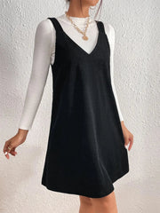 V-Neck Sleeveless Mini Dress Black / S
