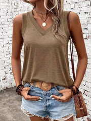 V-Neck Tank Khaki / S