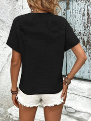 V-Neck Textured Knit T-Shirt