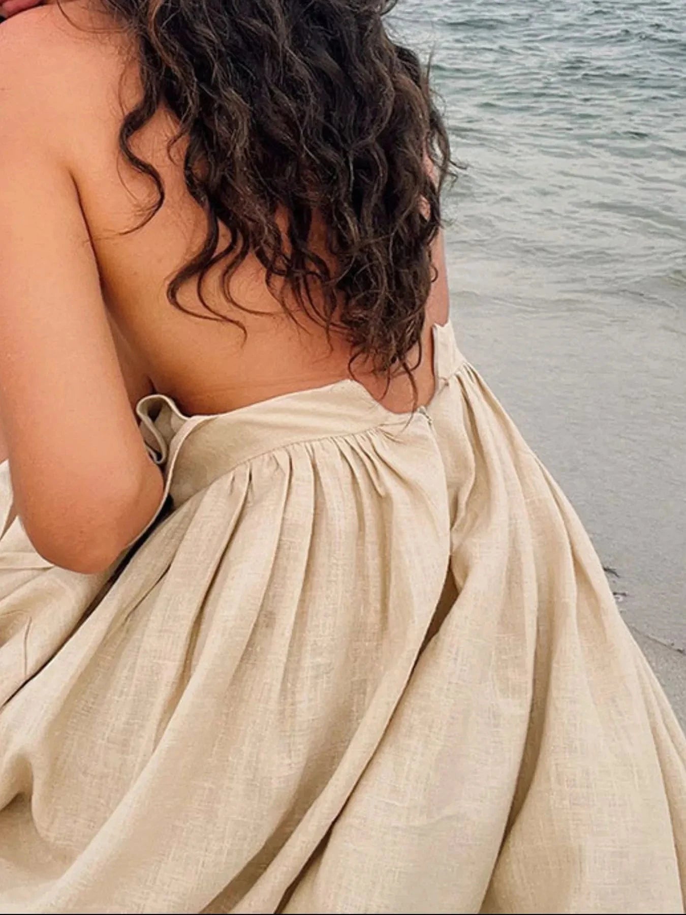 V-Neck Tie Shoulder Maxi Dress