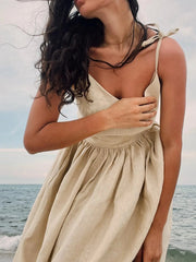 V-Neck Tie Shoulder Maxi Dress