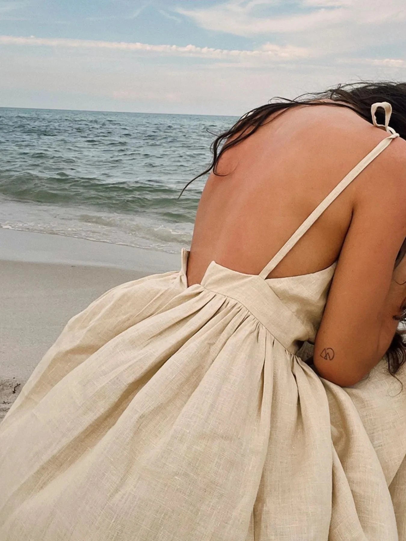 V-Neck Tie Shoulder Maxi Dress