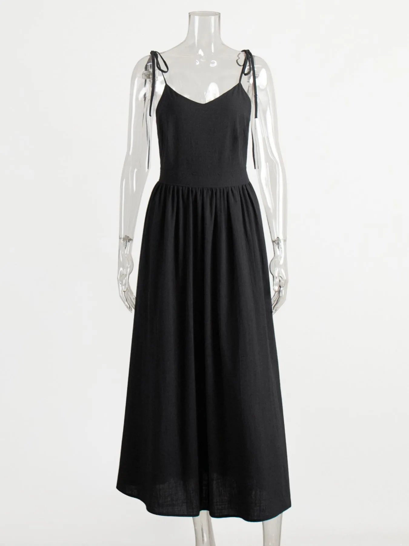 V-Neck Tie Shoulder Maxi Dress