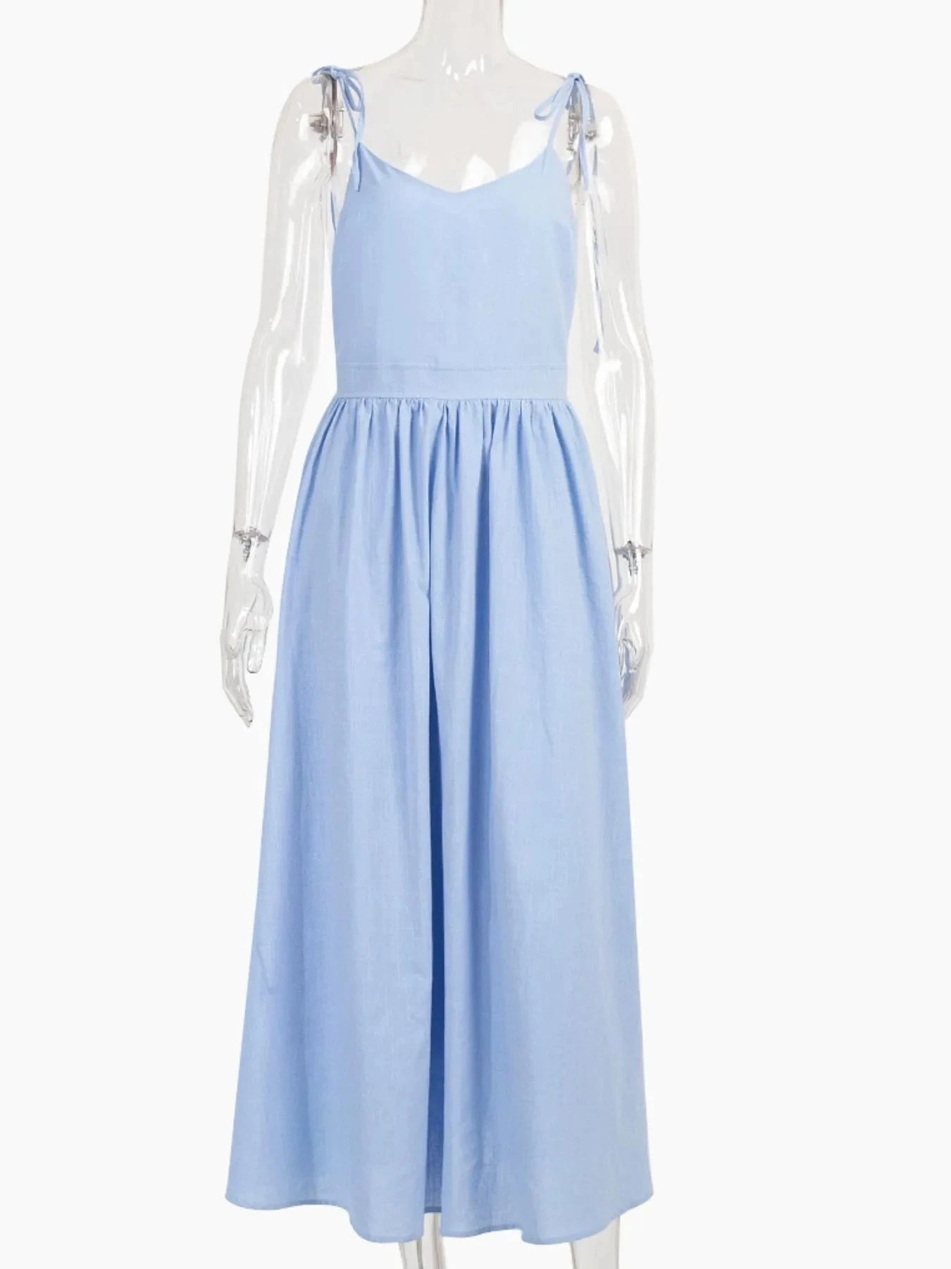 V-Neck Tie Shoulder Maxi Dress