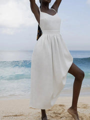 V-Neck Tie Shoulder Maxi Dress