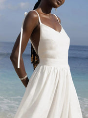 V-Neck Tie Shoulder Maxi Dress