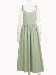 V-Neck Tie Shoulder Maxi Dress