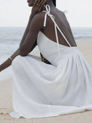 V-Neck Tie Shoulder Maxi Dress