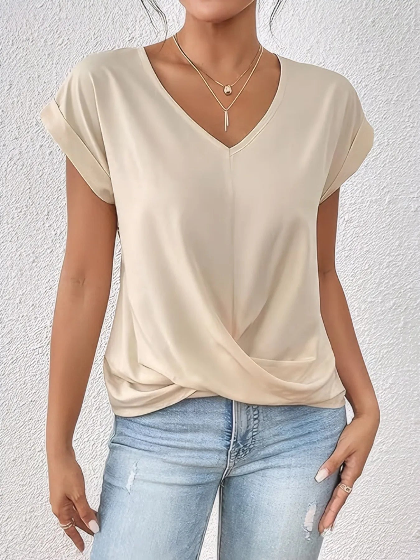 V-Neck Twist Front Top