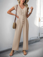 V-Neck Wide Leg Jumpsuit