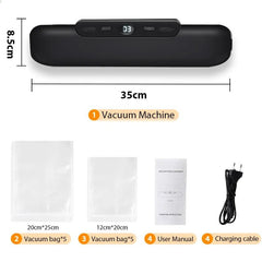Vacuum Sealer: Food Packaging Machine with Free 10pcs Vacuum Bags - Household Food Sealing BLACK / 220V-EU