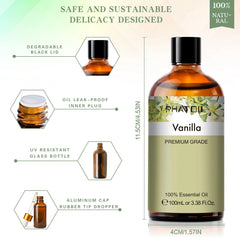 Vanilla Aromatic Essential Oil: Natural Lavender, Lemon, Eucalyptus, Chamomile, Patchouli, Bergamot, Jasmine, Mint - 100ml, 200ml, 300ml