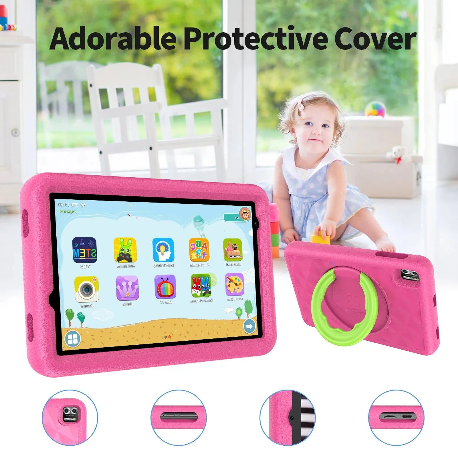 VASOUN Kids Tablet 8 Inch - Android 13 Quad Core, 8GB RAM, 64GB ROM, 5000mAh, Dual Camera, WiFi, Parental Control