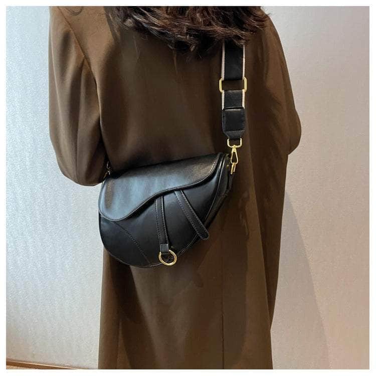 Vegan Leather Shoulder Crossbody Bag Black / Large
