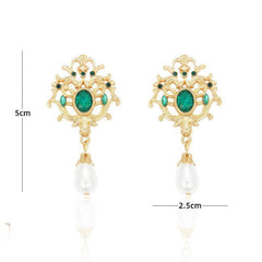 Victorian Style Pearl Drop Emerald Earrings