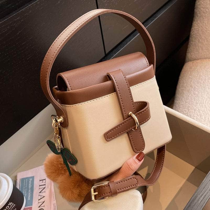 Vintage Crossbody Shoulder Handbag with Flurry Accessory