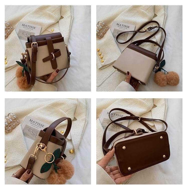 Vintage Crossbody Shoulder Handbag with Flurry Accessory