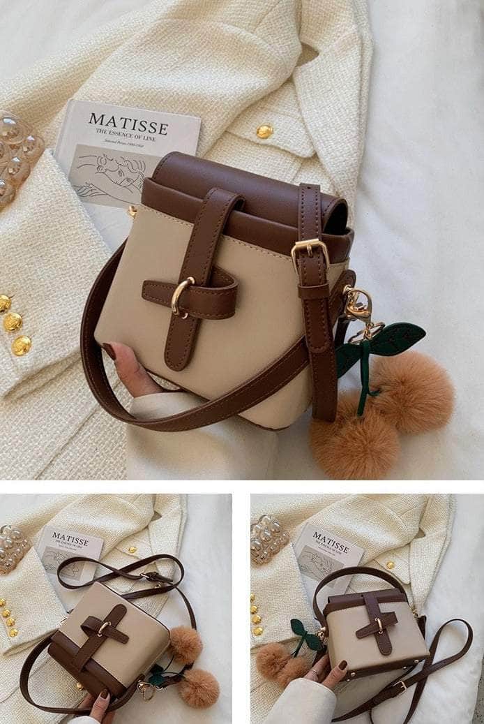 Vintage Crossbody Shoulder Handbag with Flurry Accessory