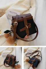 Vintage Crossbody Shoulder Handbag with Flurry Accessory
