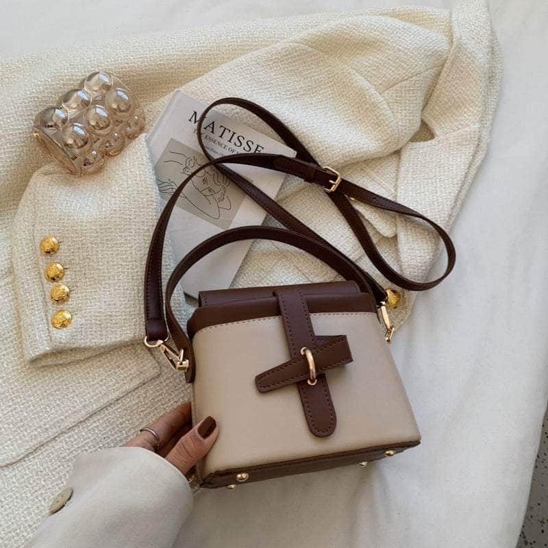 Vintage Crossbody Shoulder Handbag with Flurry Accessory Tan