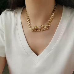 Vintage Haute Couture Crystal Elephant Necklace