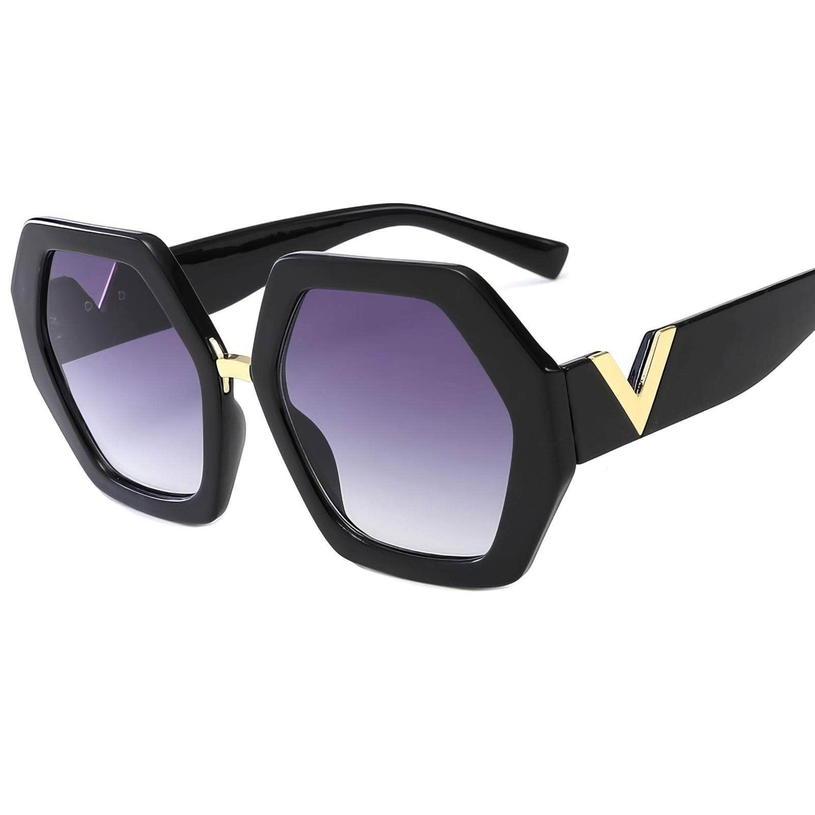 Vintage Hexagon Oversized Sunglasses