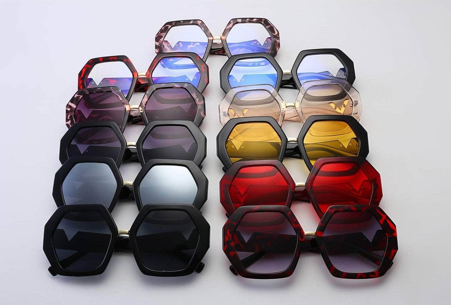 Vintage Hexagon Oversized Sunglasses