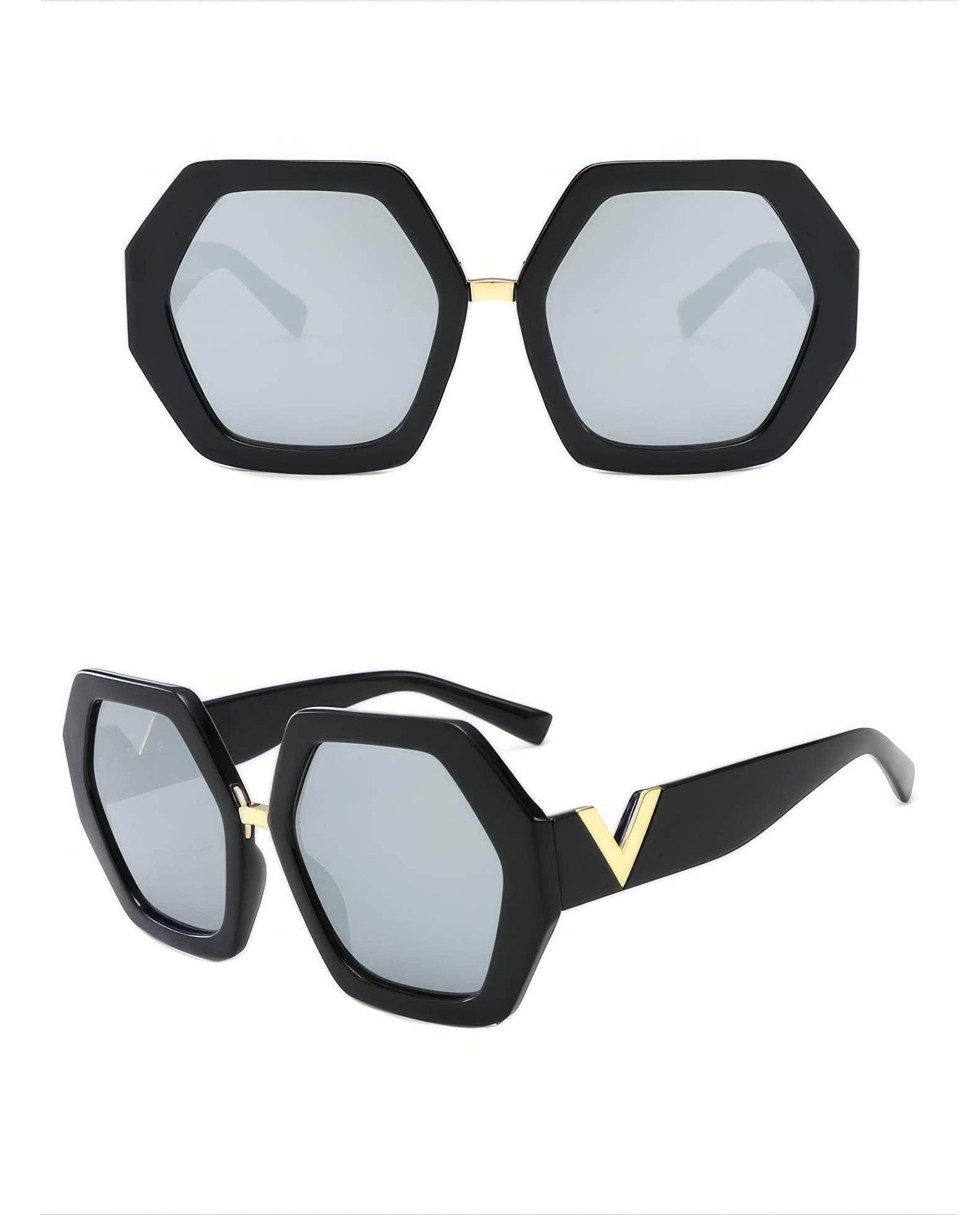 Vintage Hexagon Oversized Sunglasses