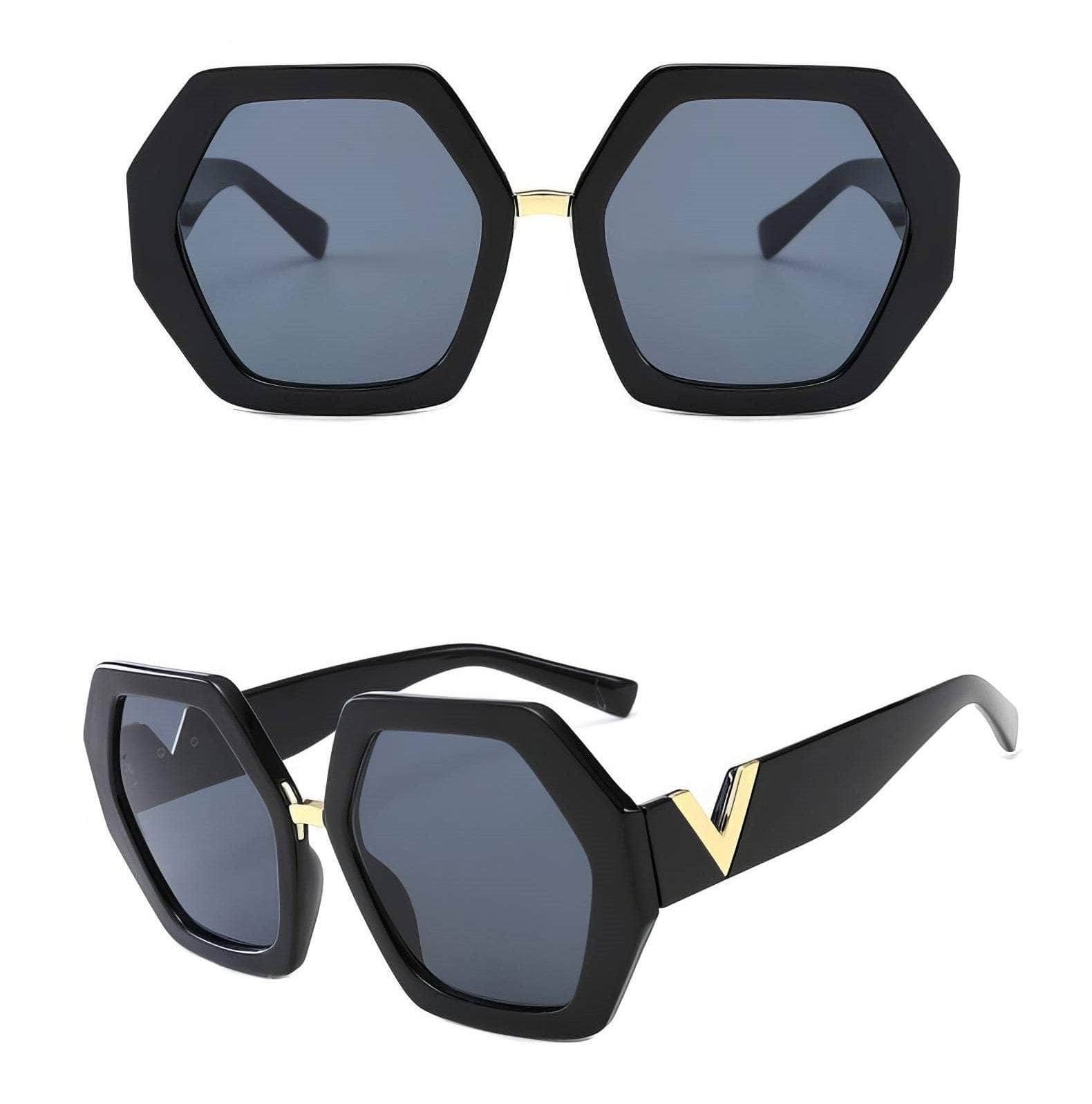 Vintage Hexagon Oversized Sunglasses